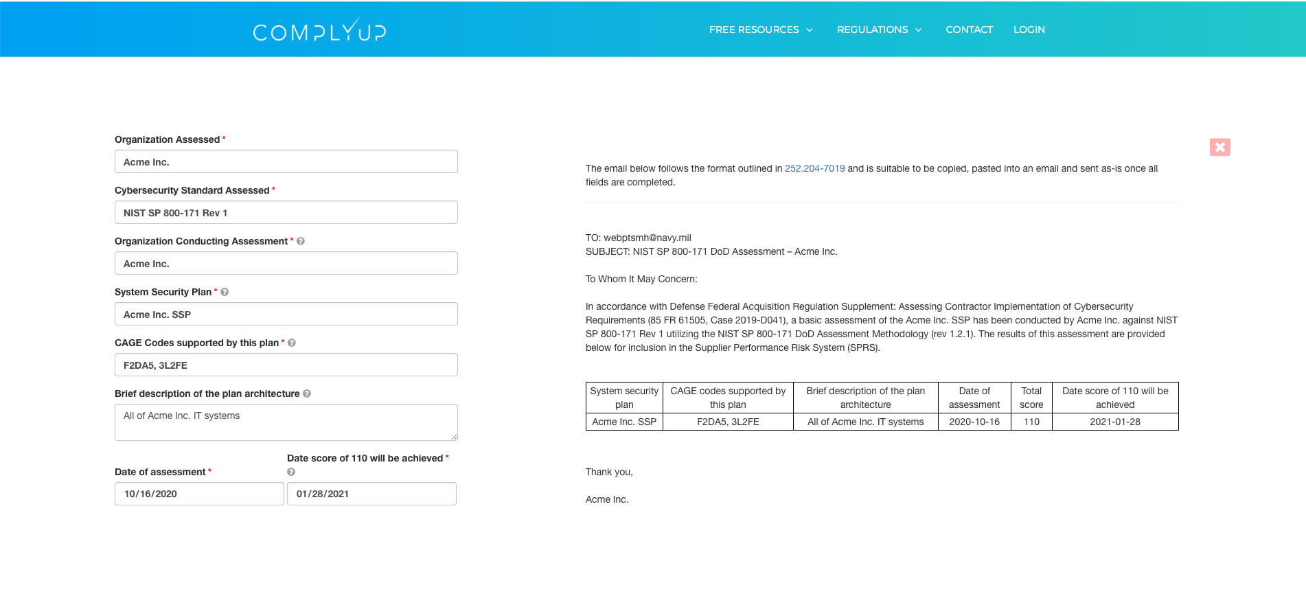 800-171 Scoring Tool Ex. 2